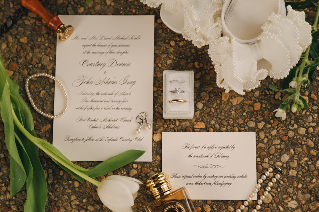 elopement detailed flat lay  